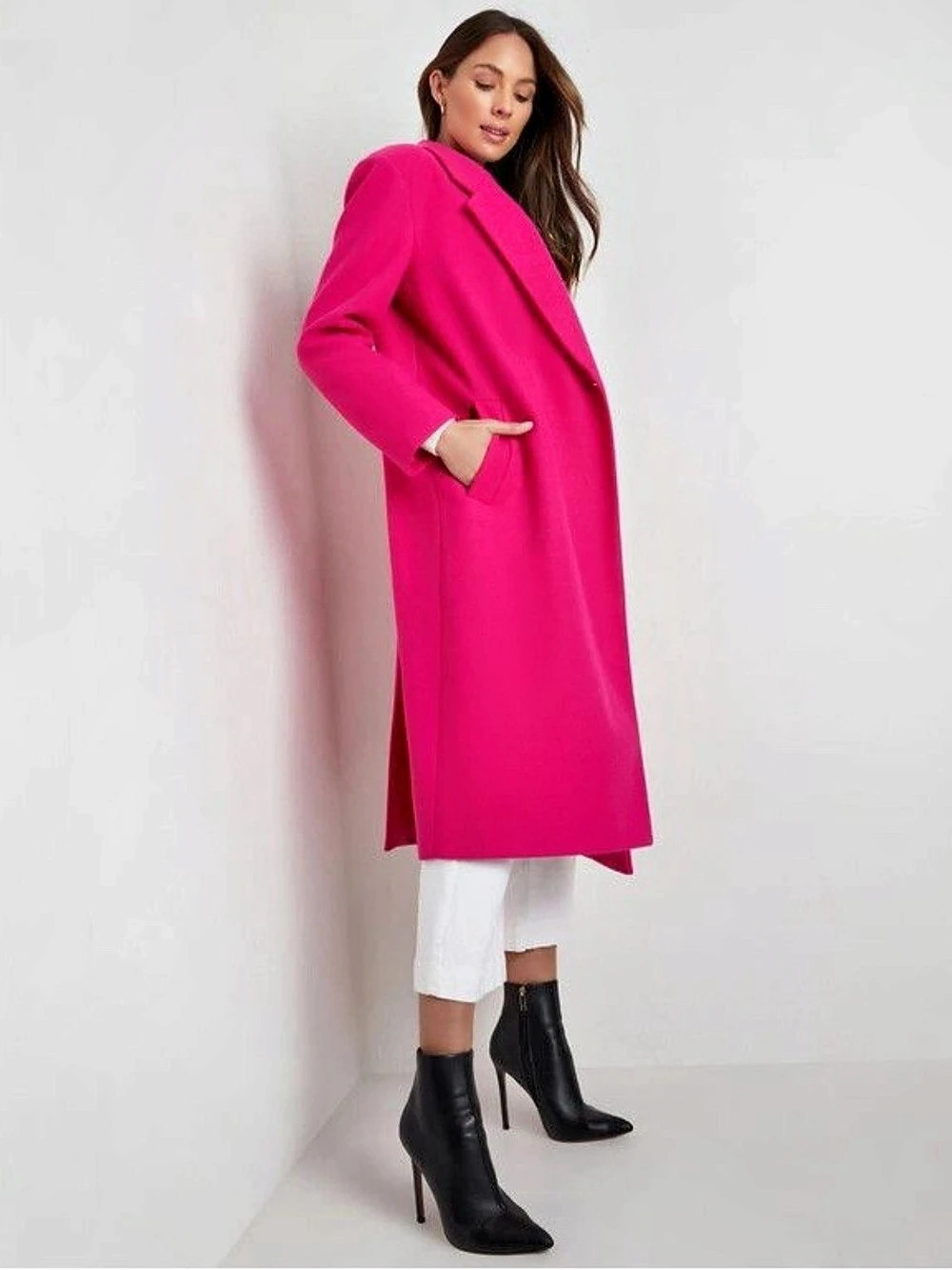Primark Long Pink Coat Size Medium Like New